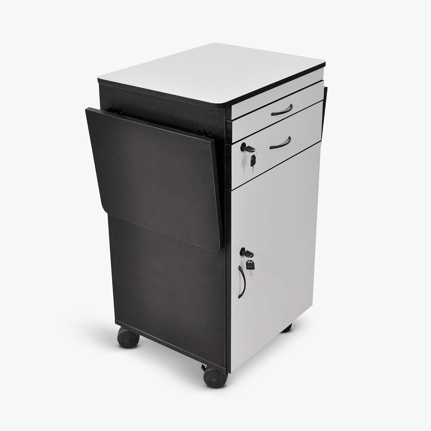 FSE 373-WPSDD3 38' Mobile AV Presentation Station Cart with Locking Cabinet