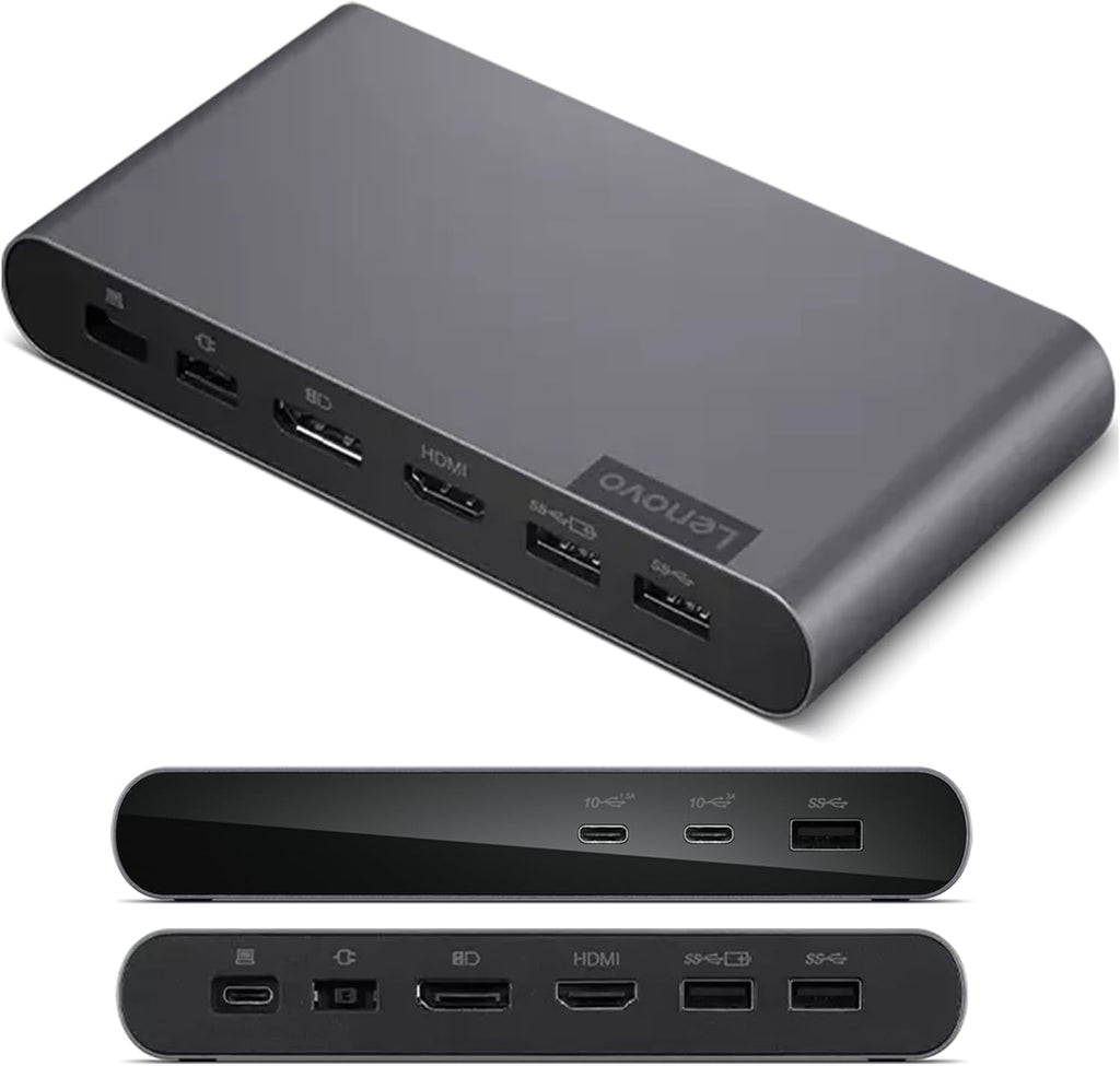 Lenovo Docking Station USB-C Universal Business Dock – Dual Display (1 DP 1.4 & 1 HDMI 2.0) – 65W Charging for Laptop (90W Power Adapter Included) – 3X USB-A & 2X USB-C Ports – Windows Compatible