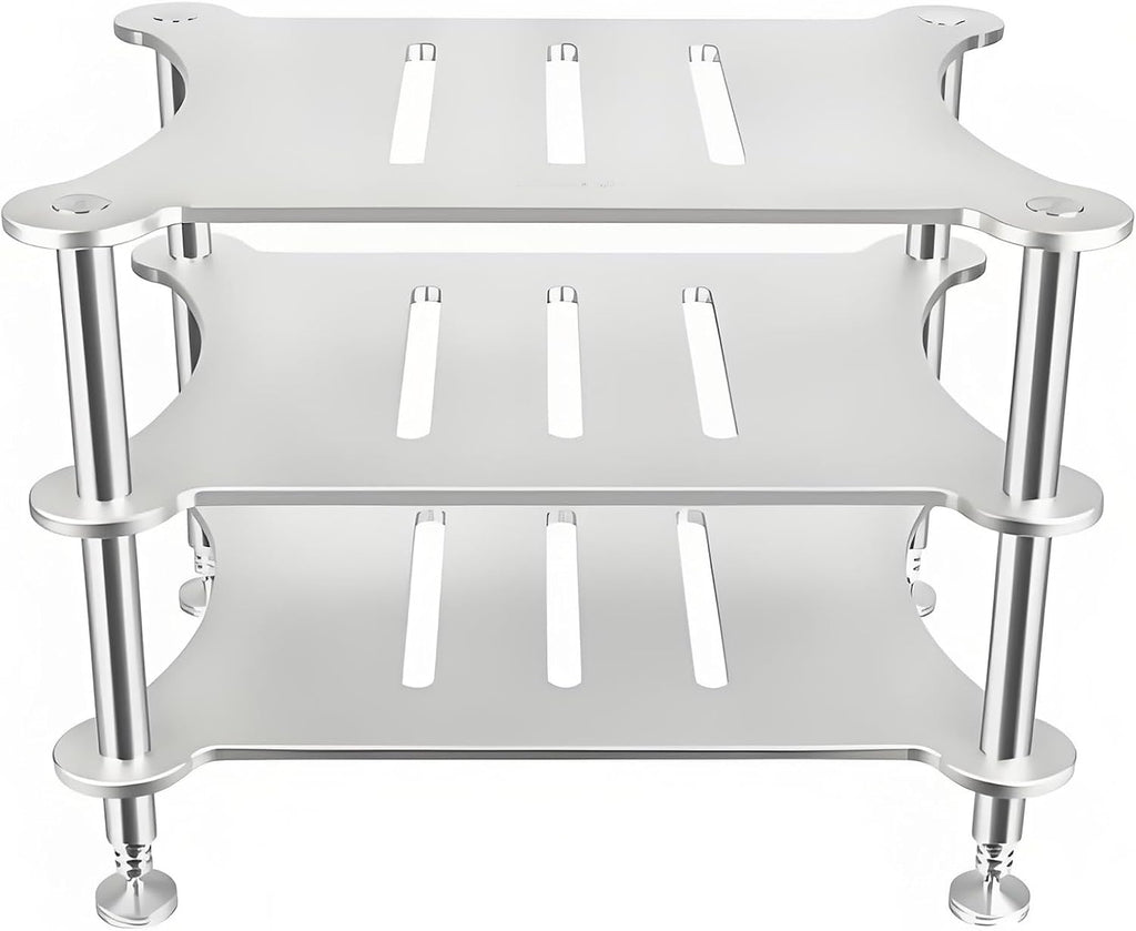 Mini HiFi Media Stand, Aluminum Audio Rack, Open Storage Shelf, Small Media Storage Cabinet for HiFi Audio Equipment DAC Amplifier Amp