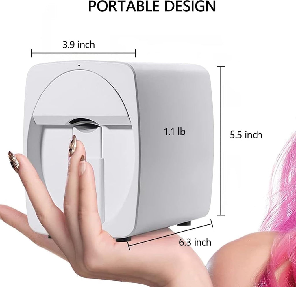 Mini Smart 3D Digital Nail Art Printer, Automatic Nail Printer Machine, Multifunction Portable Mobile Nail Painting Machine for Kid/Nail Studio/Manicurist/Nail Lovers