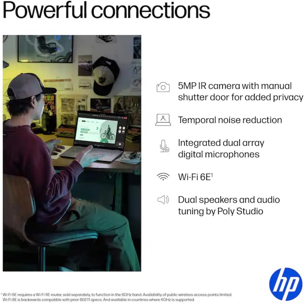 HP OmniBook X Flip 16 2 in 1 Touchscreen Laptop, 16' 2K FHD+ AMD Ryzen 5 220, 8GB DDR5 RAM 1TB SSD Copilot AI, 5MP IR Webcam, Backlit KB, Laptop for Business Student Home, Win 11 Pro with Stylus Pen