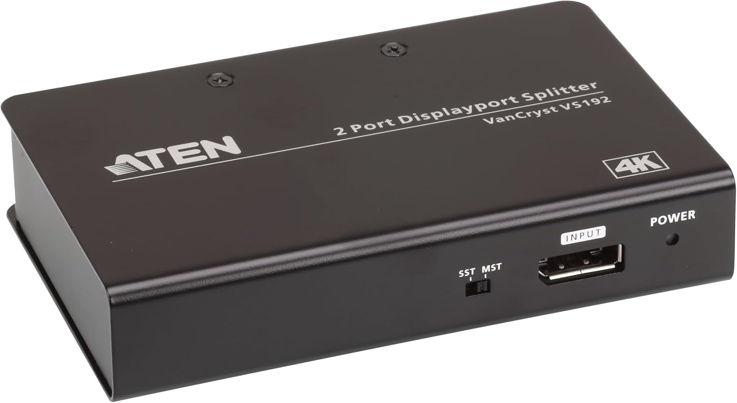 ATEN VS192 2-Port True 4K DisplayPort Splitter SST Split or MST Extended Display - Connect 1 DP Source to 2 Display Port Computer Monitor - TAA Compliant - Metal