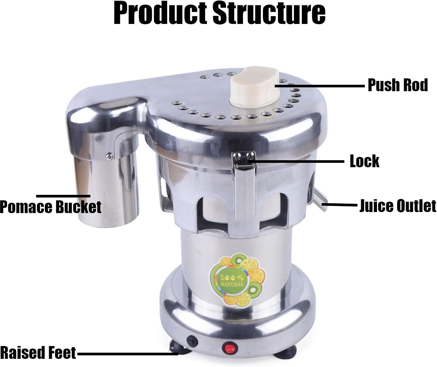 Commercial Juice Extractor, 370W Juicer Machine, Fruit and Vegetables Juice Maker, Commercial Juice Extractor Stainless Steel Heavy Duty, 2800r/min