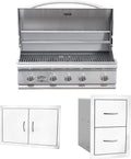 Bullet by Bull Stainless Steel Outdoor Kitchen Grill Set - Built-In Liquid Propane Grill -BBQ Kitchen Island Bundle - Includes 5 Burner Grill, Double Access Door & Double Storage Drawer