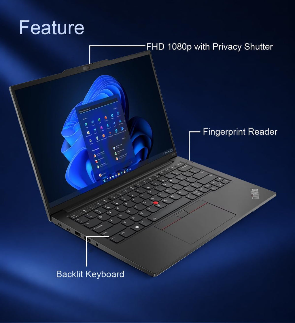 Lenovo ThinkPad E14 Business Touchscreen Laptop (14' FHD+, Intel Core i5-1335U (> i7-1255U), 16GB RAM, 512GB SSD), Fingerprint Reader, 1080p Webcam, Backlit, Thunderbolt 4, Ethernet, Wi-Fi, Win 11 Pro