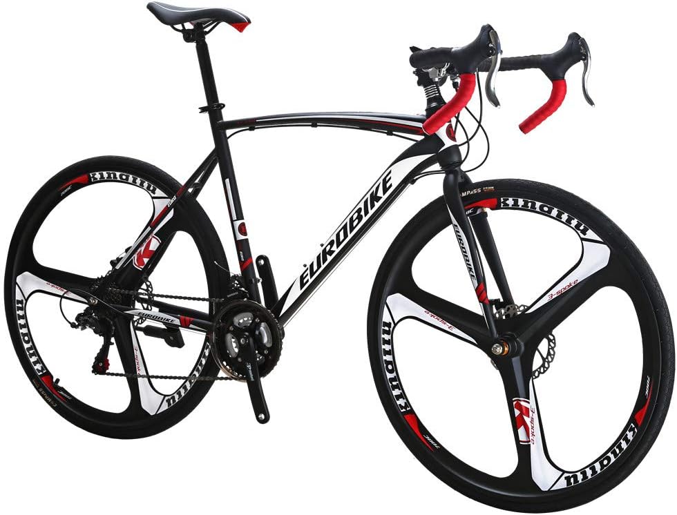 Eurobike HYXC550 Road Bike,21 Speed 54cm Frame Road Bicycle for Men and Women,Disc Brake 700C Adult Bike (3 Spoke Wheel)