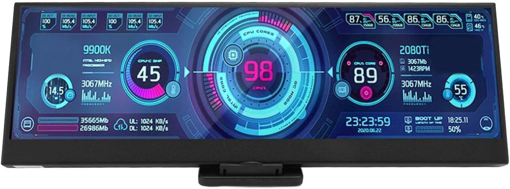 Yunseity Computer Temp Monitor, PC Temperature Display, PC Sensor Panel for aida64 Monitor, Mini Secondary Screen CPU GPU Data Temperature Monitor for