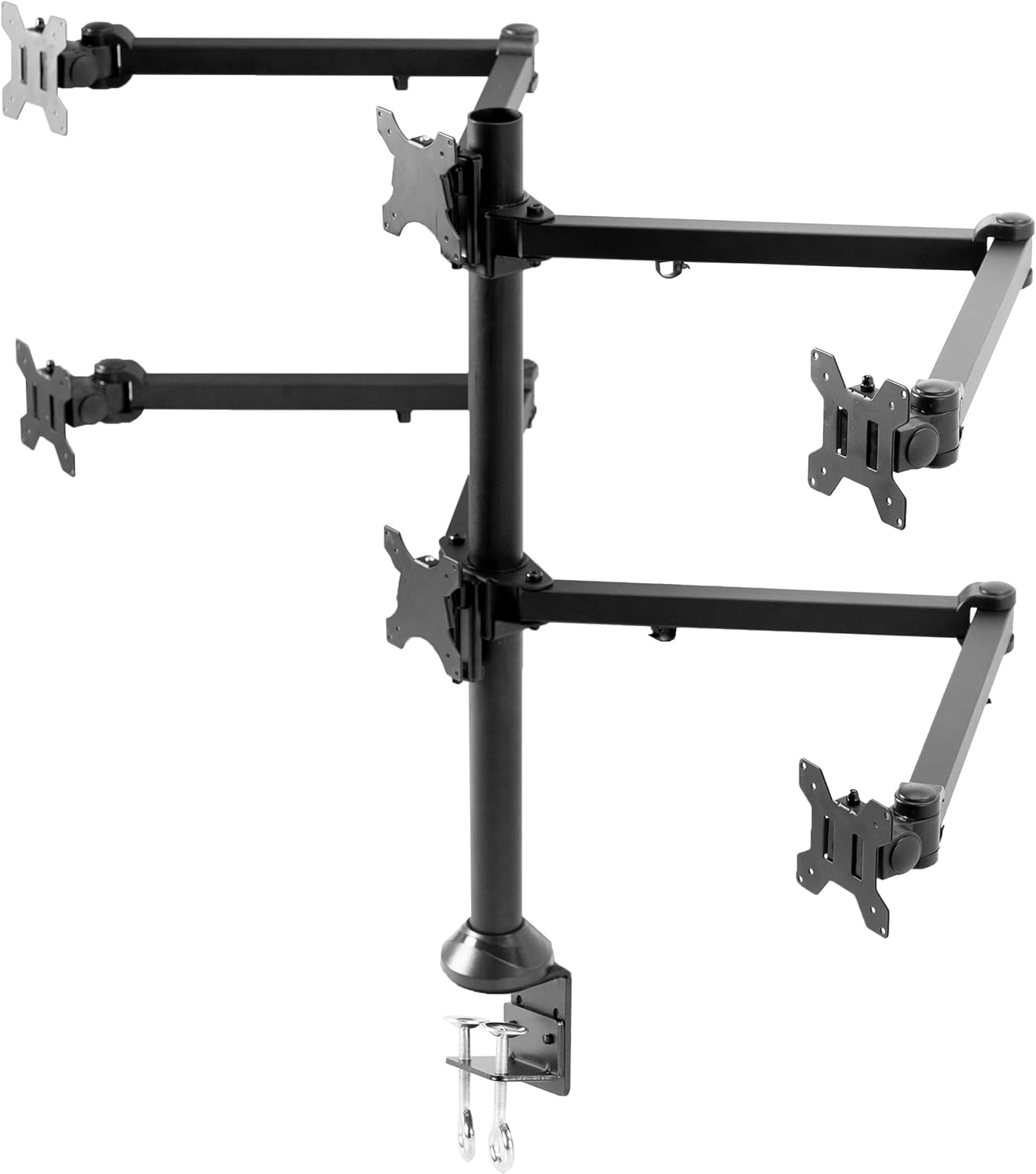 VIVO Steel Hex Monitor 23 to 32 inch LED LCD Clamp-on Desk Mount, Heavy Duty Articulating VESA Computer Stand, Holds 6 Screens, Fully Adjustable for Home Office Workstation, Black, STAND-V106A
