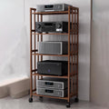 5-Tier Av Component Media Stand Stereo Cabinet Audio-Video Tower, Adjustable Audio Rack Equipment Open Shelf, Cd Players Console Organizer(Walnut Colour)