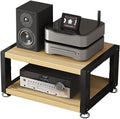 Portable Media Stand - Audio Rack for Living Room, Gaming & Recording - Corner AV Shelf with Storage for Electronics & Equipment - Wood Finish, 40x35x23cm