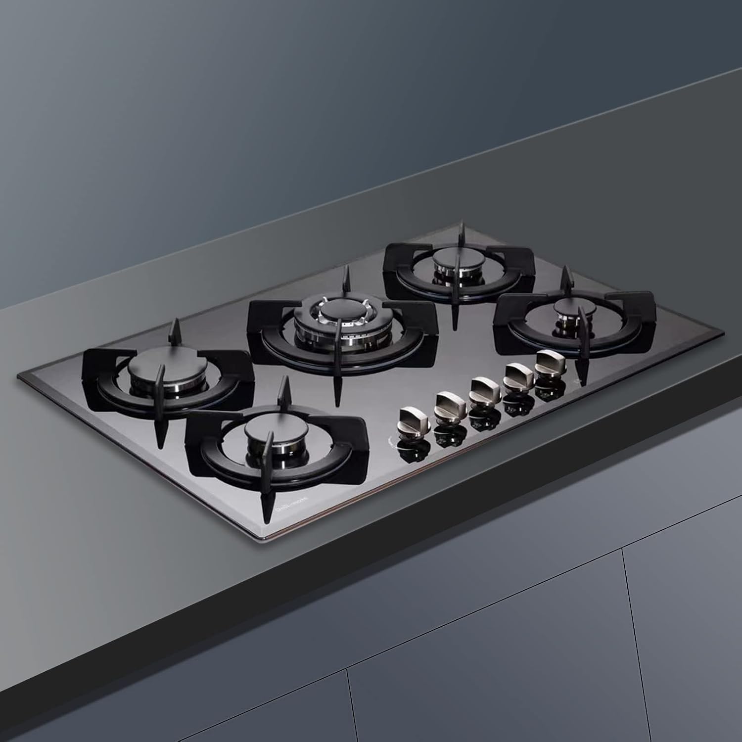 30 Inch Gas Cooktop, Built-in Tempered Glass 5 Burners Gas Stovetop LPG/NG Convertible Gas Stove Top Dual Fuel Gas Hob DM517-01