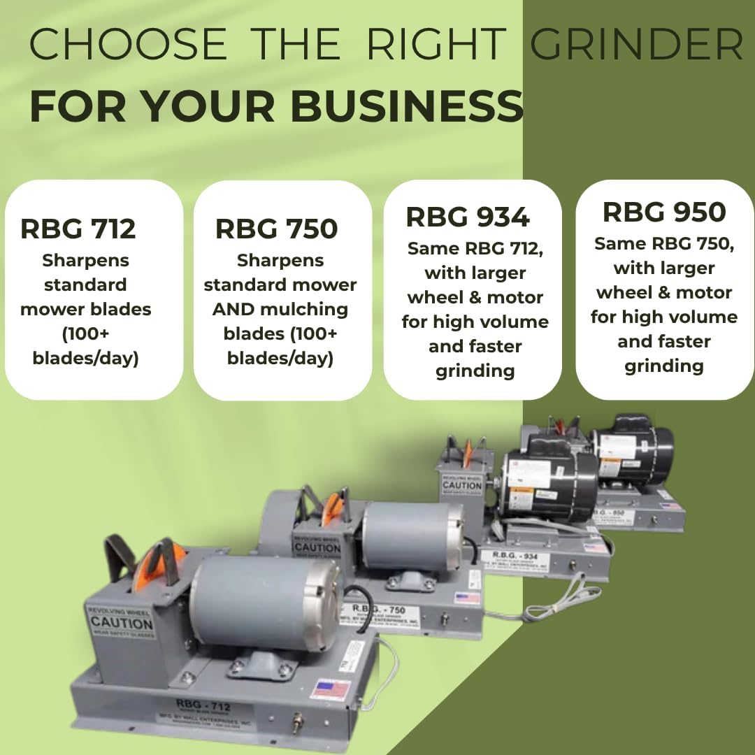 RBG 750 Dual Disc Blade Grinder & Sharpener, Mulching Blade Sharpener