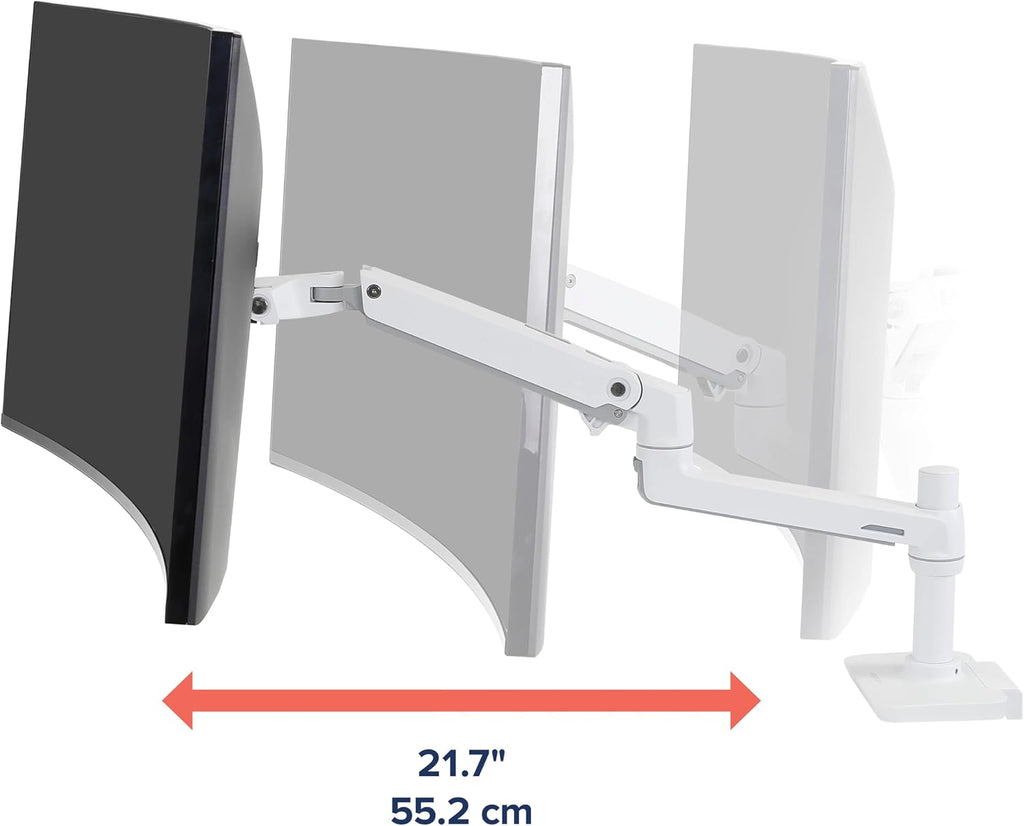Ergotron – LX Single Monitor Arm, VESA Desk Mount – for Monitors Up to 34 Inches, 7 to 25 lbs – Low Profile Clamp, White