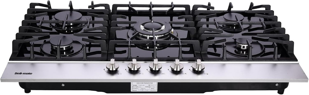 36 Inch Gas Cooktop, Built-in Tempered Glass 5 Burners Stovetop LPG/NG Convertible Stove Top Dual Fuel Cooktop DM5189-01
