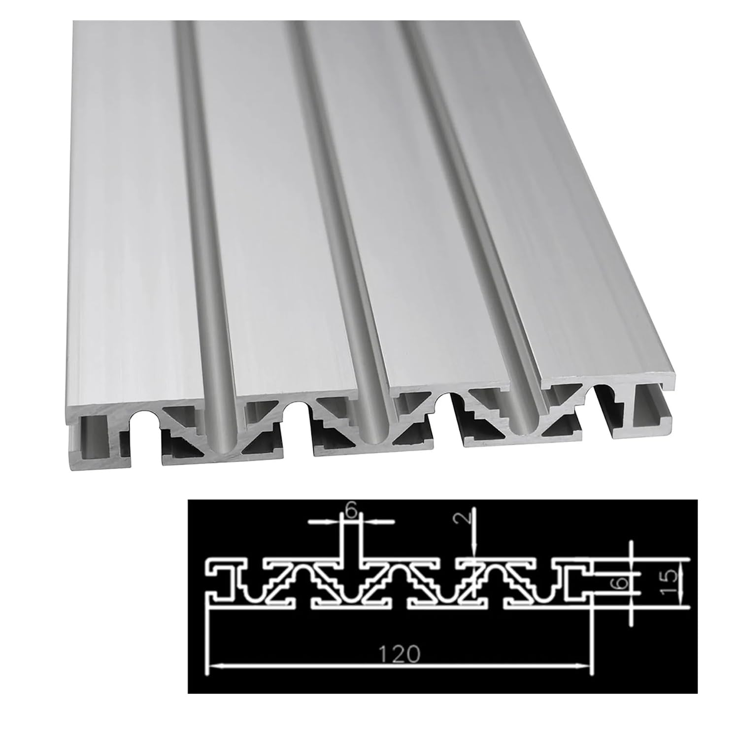 1 pcs 15120 Aluminum Profile T-Slot Extruded Anodized Linear Guide 300mm-500mm 15x120mm with M6 T-nut for DIY 3D Printer Table Leisurely(400mm)