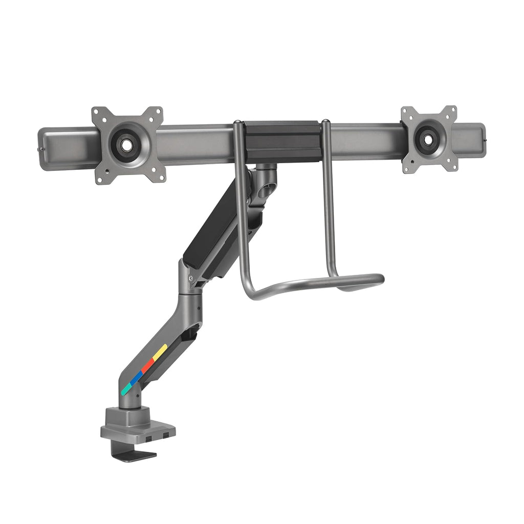 Kensington SmartFit Dual Monitor Arm with Crossbar and Easy-Grip Handle for 2 Screens Up to 32 Inch 19.8lbs, Gas Spring Height-Adjustable C-clamp or Grommet Monitor Mount with Max VESA 75/100mm