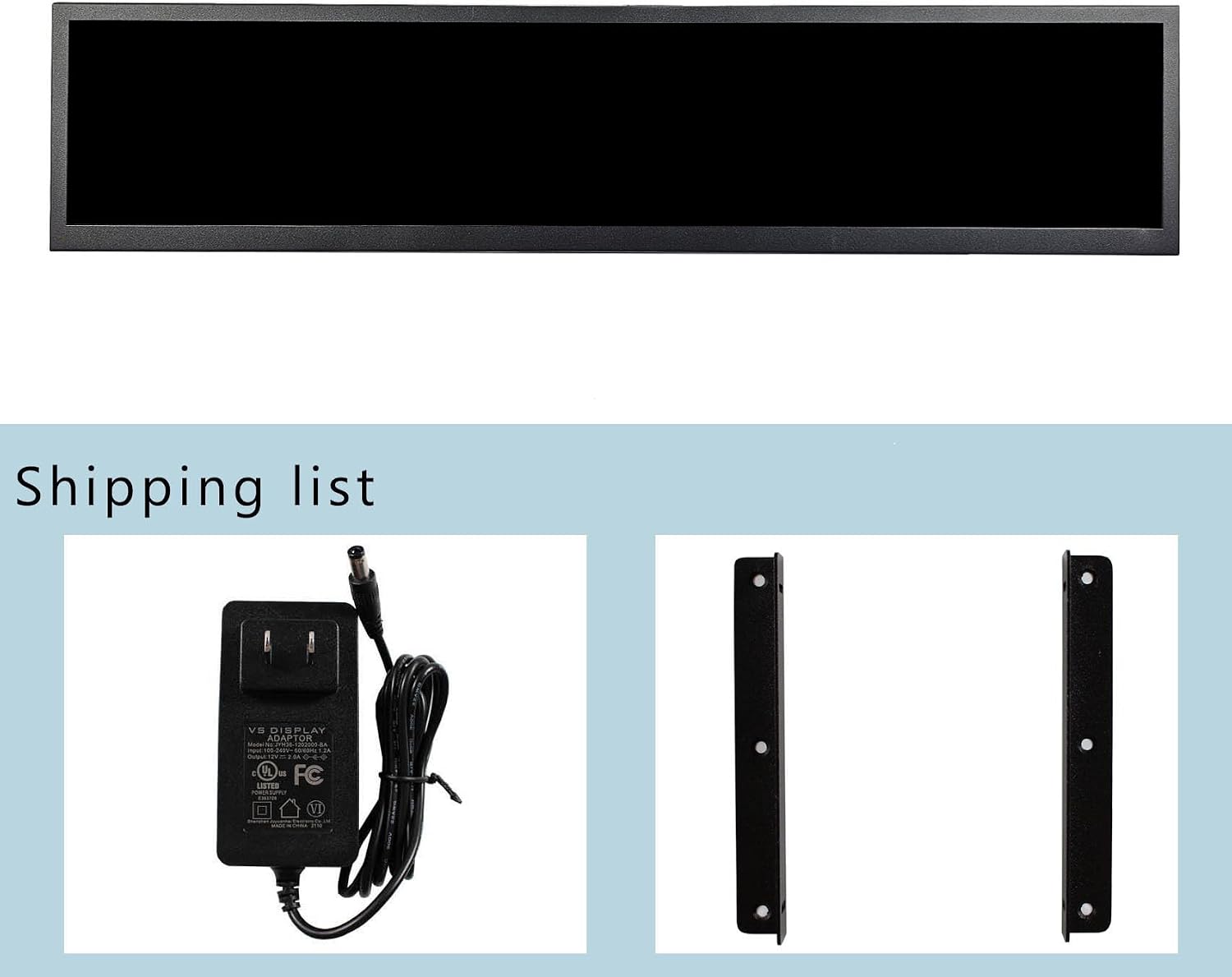 VSDISPLAY 19 Inch IPS Stretched Bar LCD Display 1920x360 Autoplay Monitor for Advertising Extra Display Gaming Cabinet Topper Monitor with USB Ports