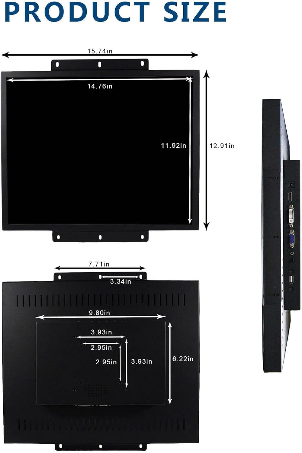 VSDISPLAY 19Inch LCD Monitor 1280x1024 High Brightness Display Support VGA/DVI Video Input,for Gaming/Industrial Secondary Monitor