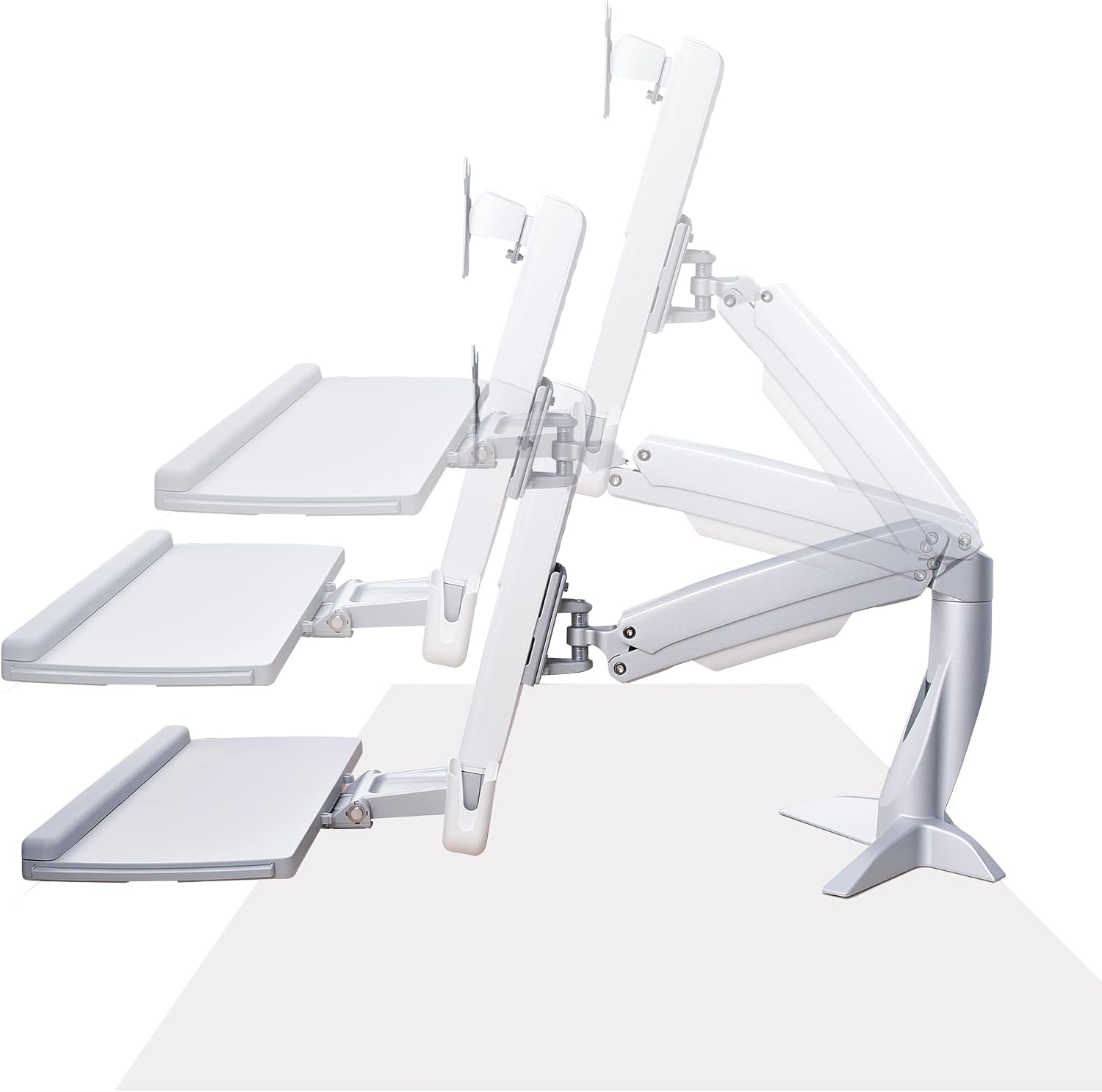 StarTech.com Sit-Stand Monitor Arm with Keyboard Tray - Adjustable Desk Mount Sit-Stand Workstation Arm for Single 27' VESA Display - Ergonomic Articulating Standing Desk Converter, TAA