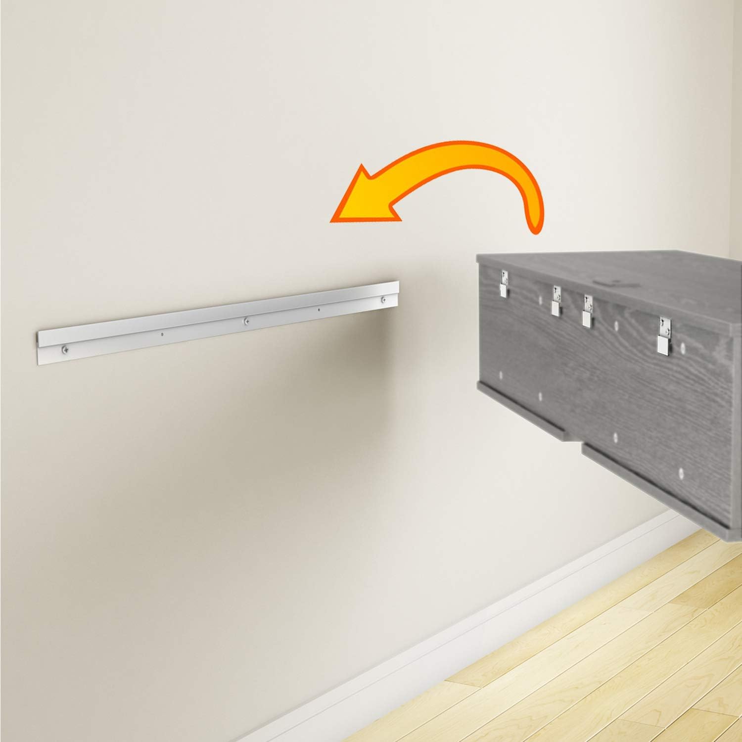 South Shore Floating Wall Mounted Media Console, Pure White, 56',