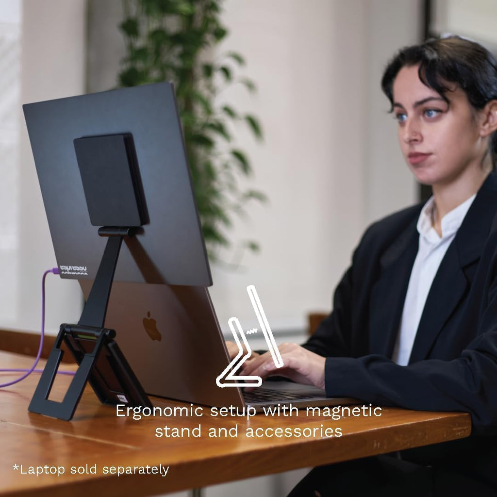 espresso Displays 15 + Ergonomic Magnetic Stand+ | Ultra-Thin 1080p Premium Portable Monitor with USB-C Connectivity, Ergonomic Setup for Work, Travel, and Multi-Device Compatibility