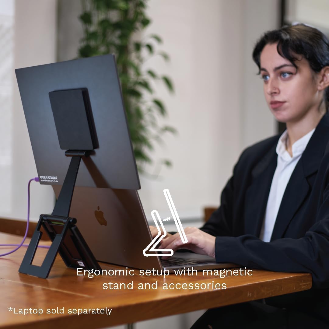 espresso Displays 15 + Ergonomic Magnetic Stand+ | Ultra-Thin 1080p Premium Portable Monitor with USB-C Connectivity, Ergonomic Setup for Work, Travel, and Multi-Device Compatibility