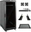 Tecmojo Network Rack Cabinet,27U Server Rack,31.5 Inch Depth,Hold Up to 1800Lbs,Lockable Cabinet with Casters and Complete Accessories,Clear Door,for Home,Office,Small Business (27U 23.6' w*31.5' d)