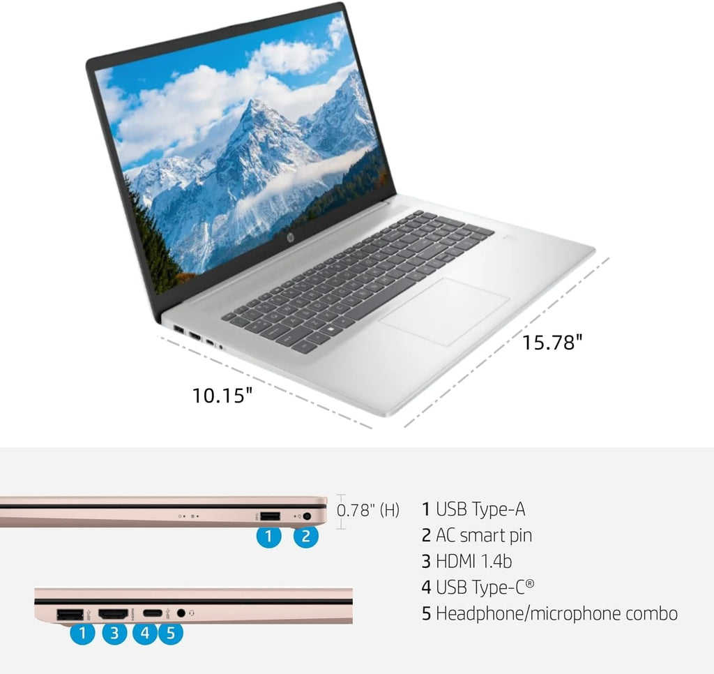 HP 17' Touchscreen Business Laptop, Intel 10-Core i7-1355U(Up to 5 GHz), Microsoft Office Pro Lifetime, 16 GB RAM, 512 GB SSD, HD Audio, 720P Webcam, WiFi 6, Bluetooth 5.3, Windows 11 Pro, Silver