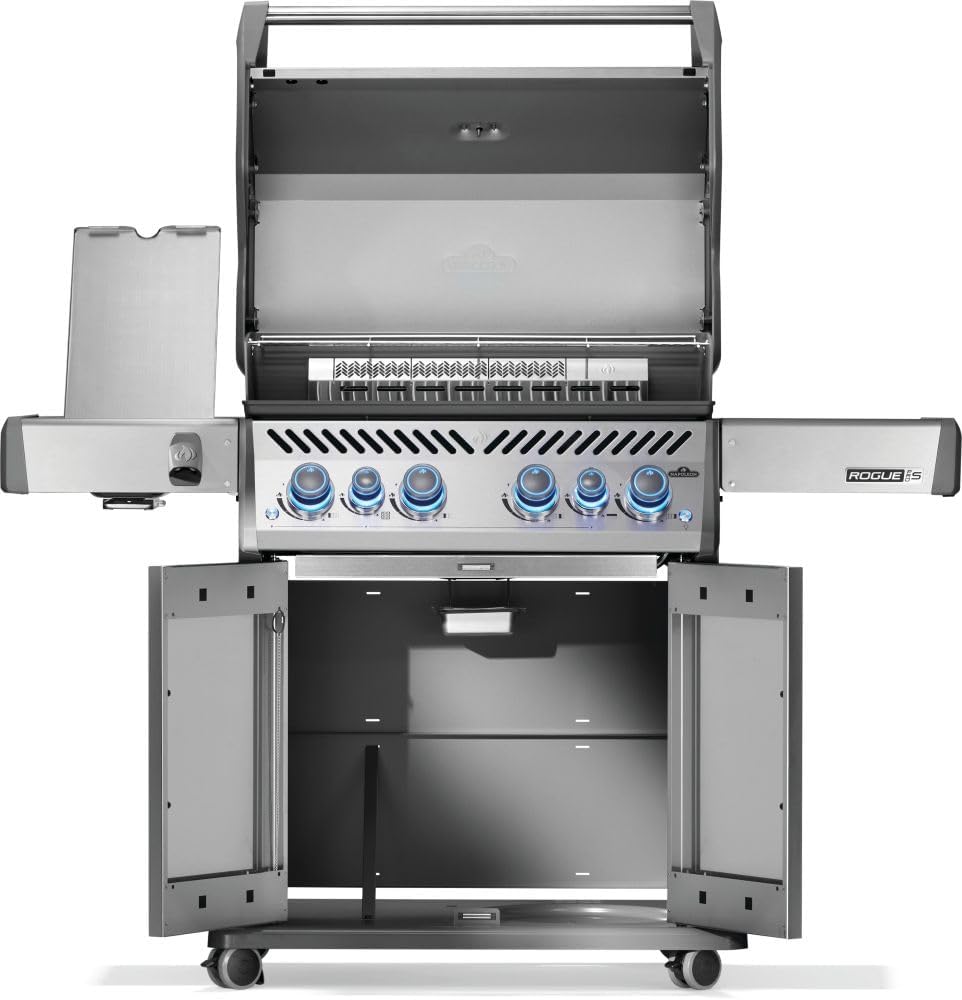 Napoleon Rogue PRO-S 525 Natural Gas Grill with Infrared Side and Rear Burners, Stainless Steel, Durable 6-Burner Cooking Surface