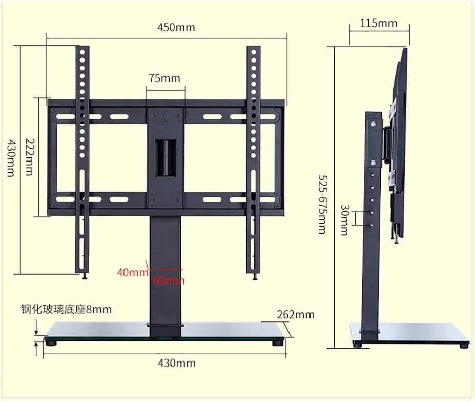 Cabinet Table Base for 32' - 60' Tv Adjustable Heights Swivel 90° Tabletop Pedestal Tv Bracket Mount Holds 35KgB
