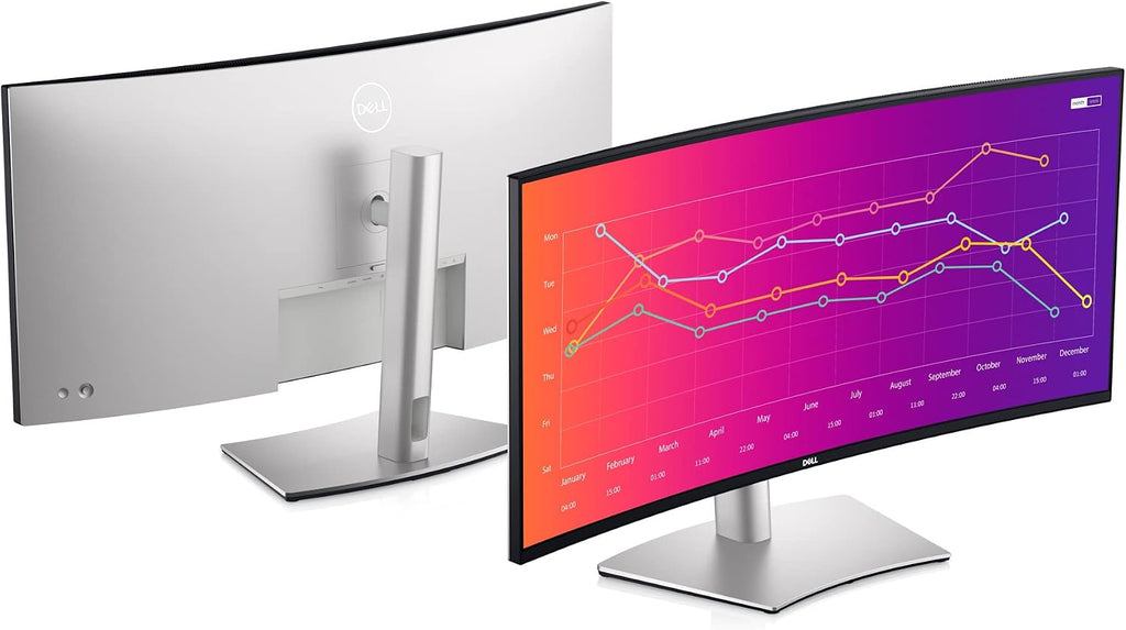 Dell U3821DW UltraSharp Curved USB-C Hub Monitor - 37.52-inch WQHD (3840 x 1600) 60Hz 2300R Curvature Display, 8ms Response time, USB-C/DP/HDMI/RJ-45, Height/Slant/Tilt/Swivel Adjustability - Silver