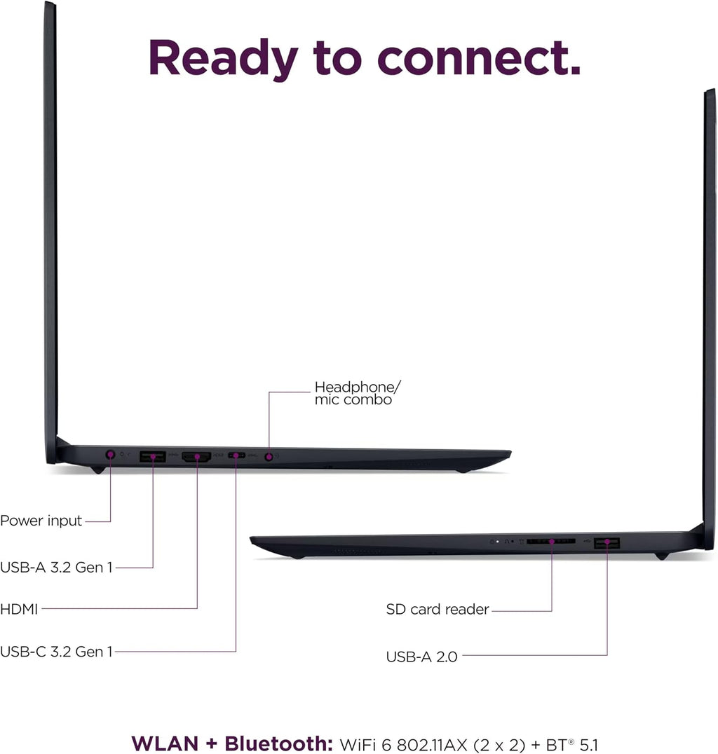 Lenovo IdeaPad 1i Laptop, 15.6' FHD Touchscreen, Intel Core i5-1335U Processor, 16GB RAM 512GB SSD, Windows 11 Pro, MS Office Lifetime with Copilot AI, Wi-Fi 6, HDMI, 8-in-1 HUB & Mouse, Blue