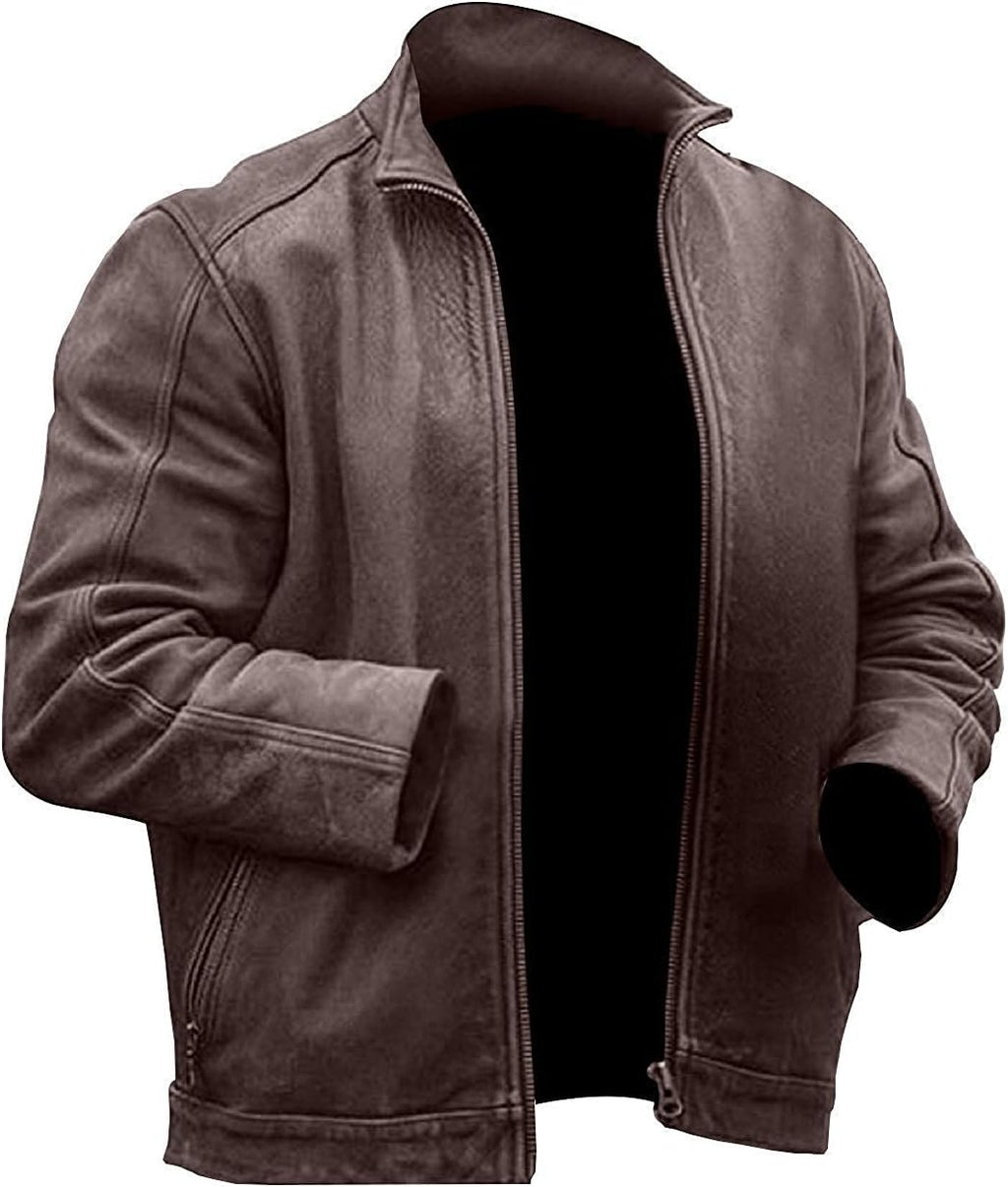 Mens Jason Bourne Brown Leather Jacket | MATT Motorcycle Leather Jacket