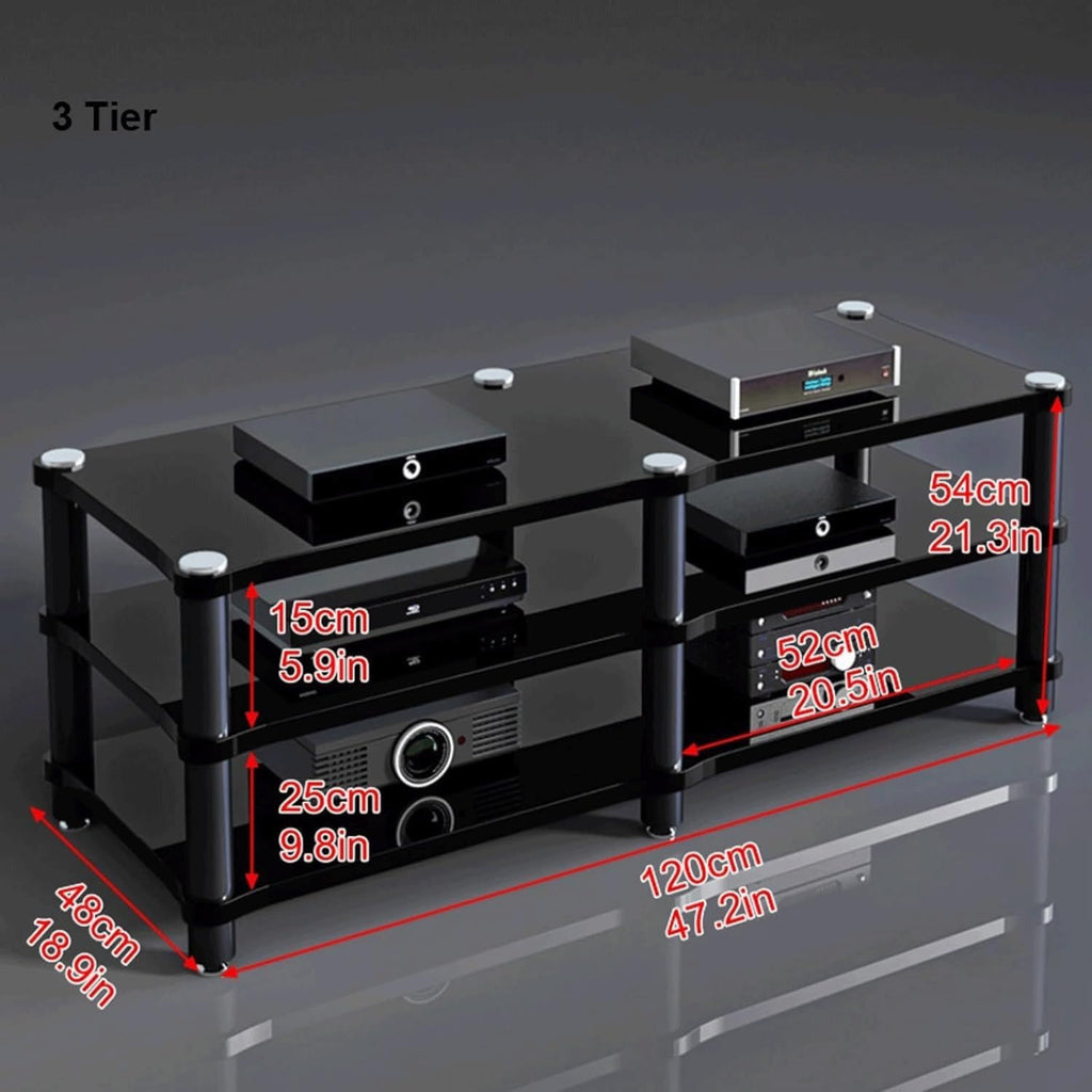 Audio Rack 1/2/3/4 Tier Stereo Rack Audio Equipment Rack Audio Stereo Shelf Wooden HiFi Rack Audio-Video Shelving Shock-Absorbing(Multi-Colored,3 Tier)