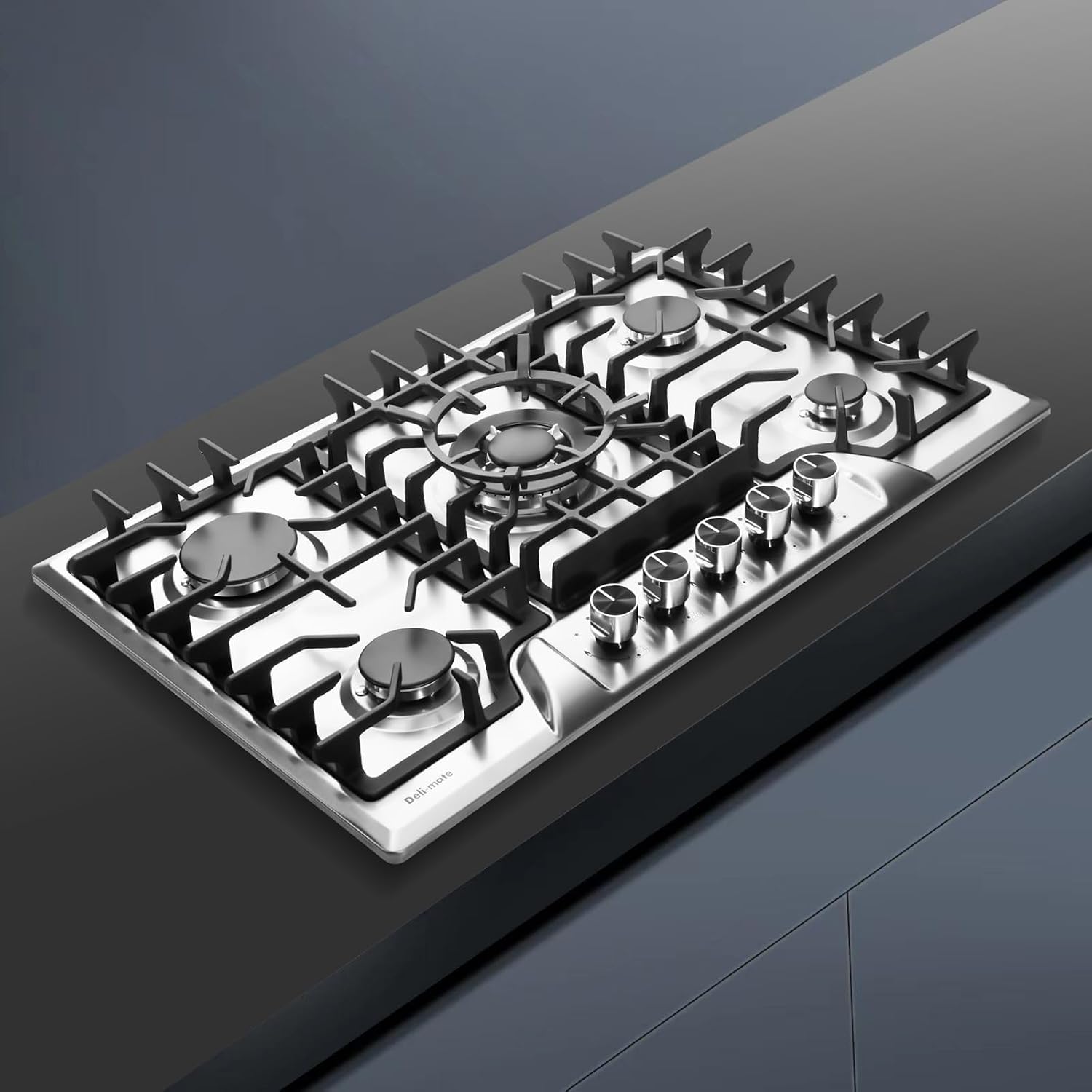 Gas Cooktop 30 Inch, Built-in 5 Burners Stainless Steel Gas Stovetop LPG/NG Convertible Gas Stove Top Dual Fuel Gas Hob DM5722