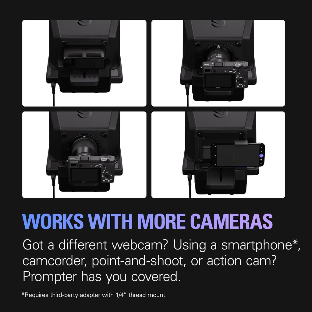 Elgato Prompter â€' Teleprompter with Built-in Screen for YouTube, Twitch, Zoom and More, 1080 Pixels, Supports DSLR/Webcam/Smartphone, Drag & Drop Monitor Display, Works with Mac/PC & Stream Deck