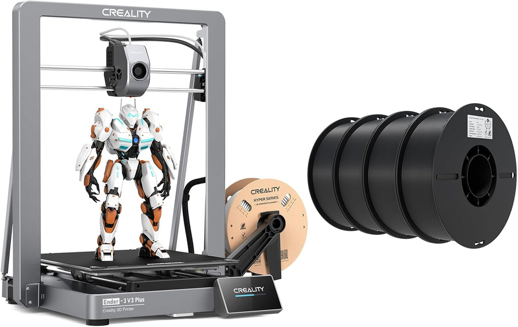 Creality Ender 3 V3 Plus 3D Printer Bundle with PLA Filament 1.75mm 4 Packs（4 Black）