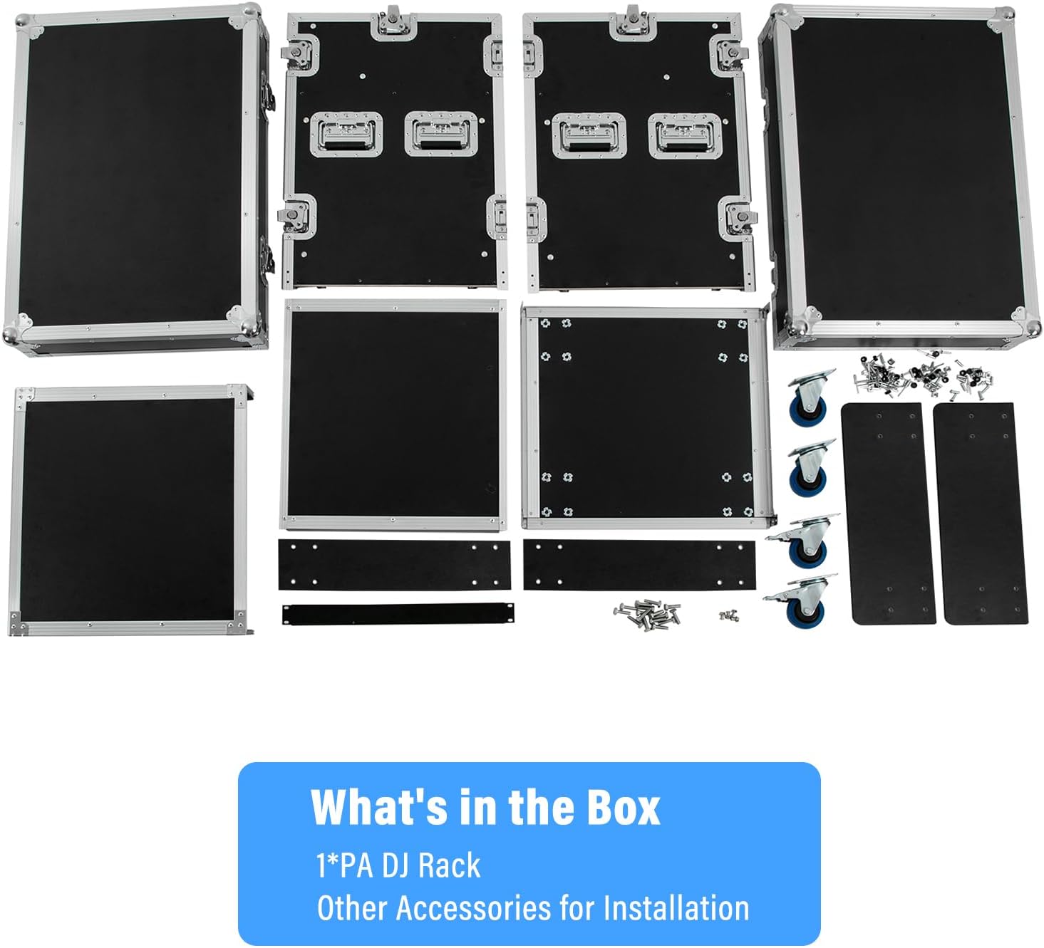 PA DJ Rack Case, 10U PA DJ Cabinet Heavy Duty Mobile Studio Equipment Cabinet with 4 Wheels Removable Design Network & Stereo Rack Component Rack Cabinet Recording Studio Racks for Storing