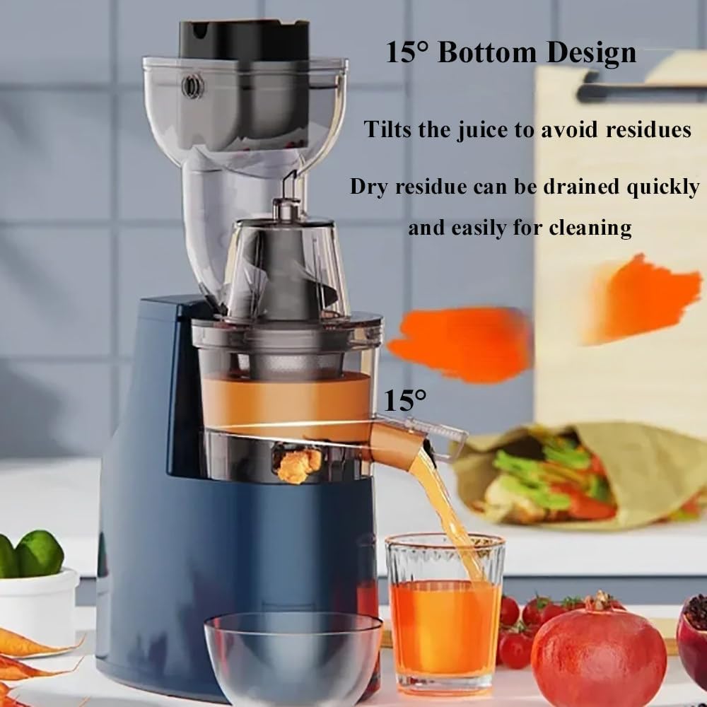 Slow Masticating Juicer,Cold Press Juicer With 90mm Extra Large Feed Chute,480 Horizontal Mesh Design,360° Self Feeding Masticating Juicer,For Whole Fruit,Easy To Clean,Blue