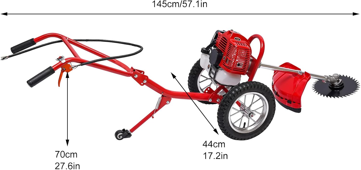 49CC 2-Stroke Gas Mower Grass Trimmer for Garden,Hand Push Weeding Machine Grass Cutter Garden Tool,Portable Multifunction Gas Brush Cutter String Trimmer for Yard