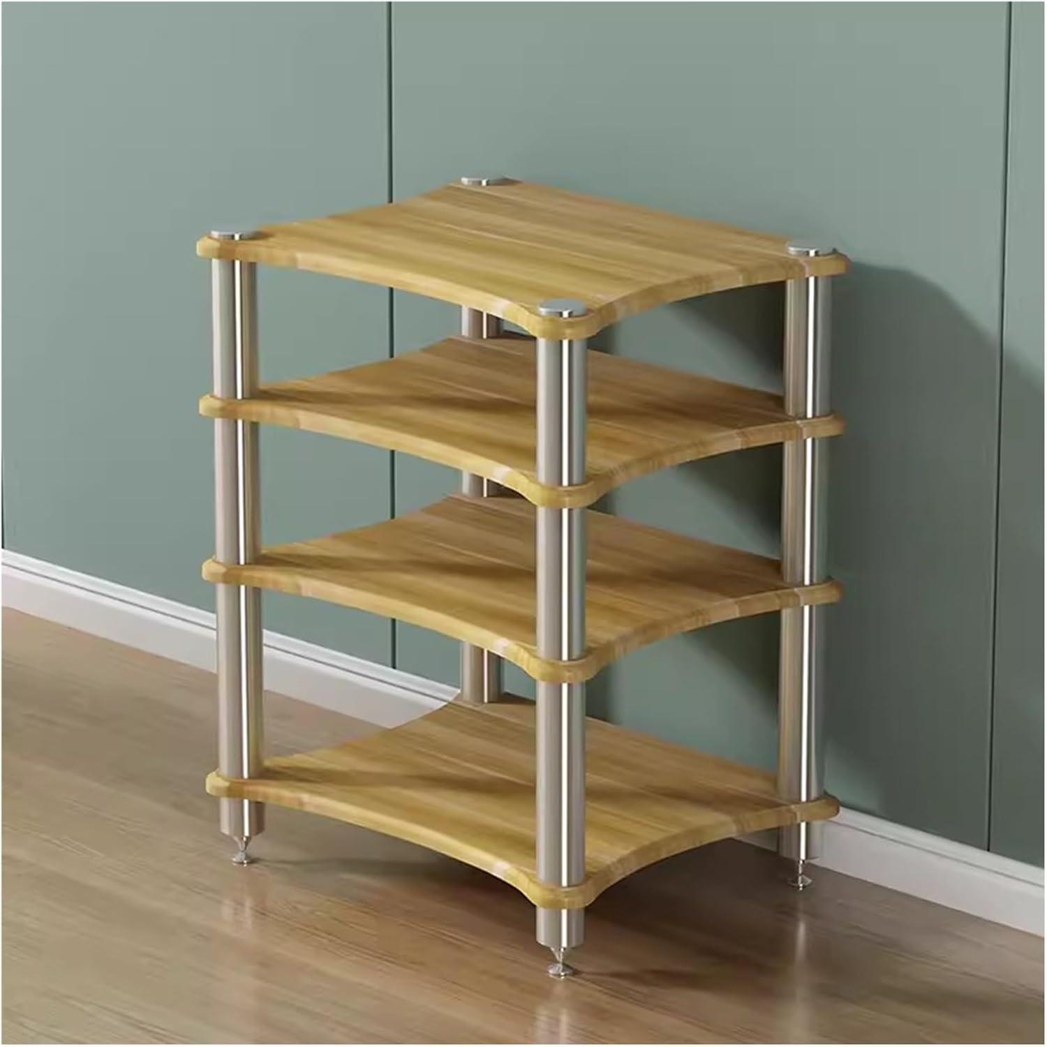 Small Space Media Stereo Shelf, 1 2 3 4 Tier Audio Racks Equipment Cabinets, Entertainment Stereo Components for Kitchen Living Room Bedroom(Beige,60x48x85cm)