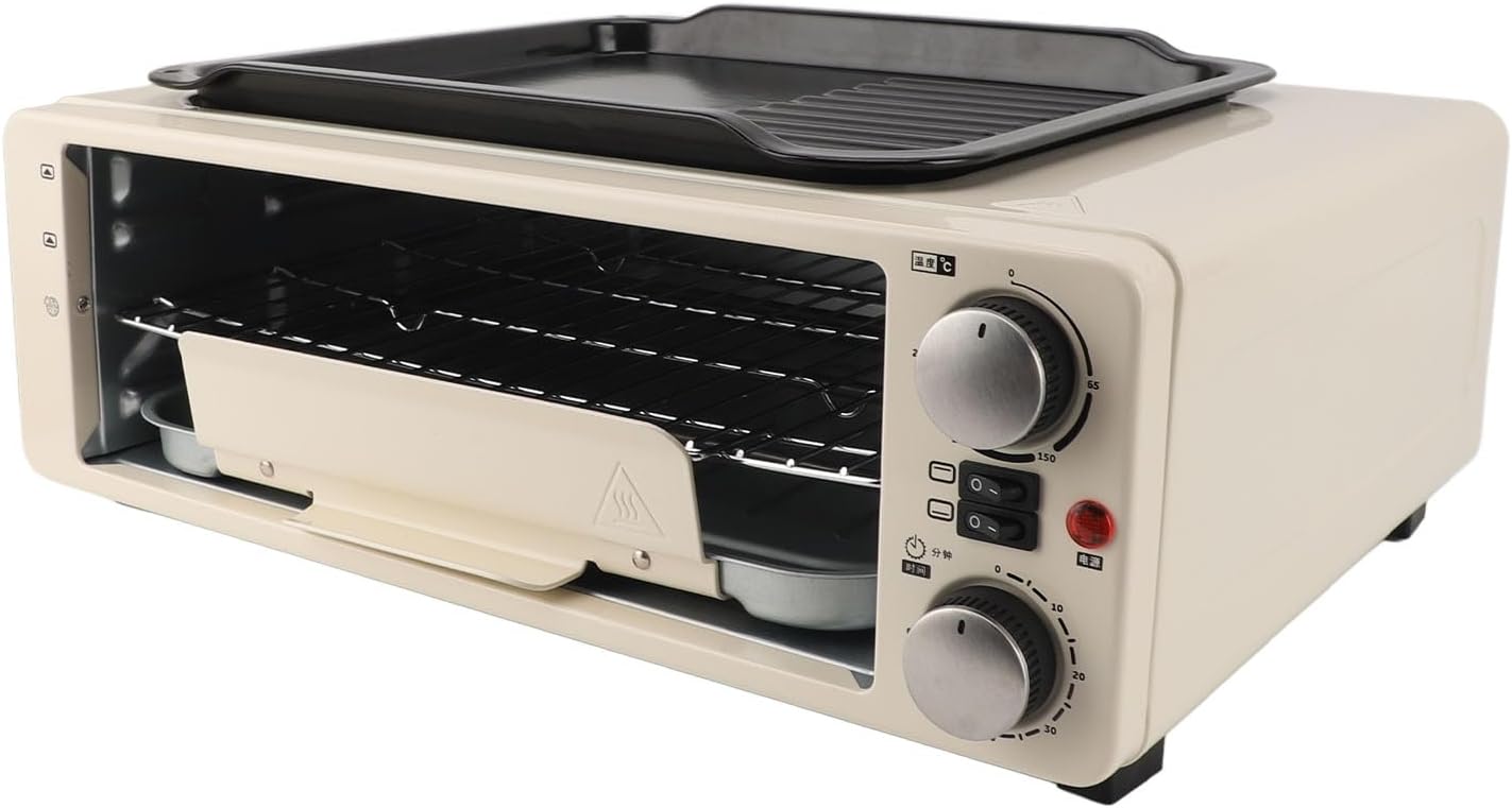 Electric Grill Oven Combo Multifunctional Countertop Toaster Air Fryer Portable Pizza Oven for Kitchen ABS Stainless Steel 14L (US Plug 110V)