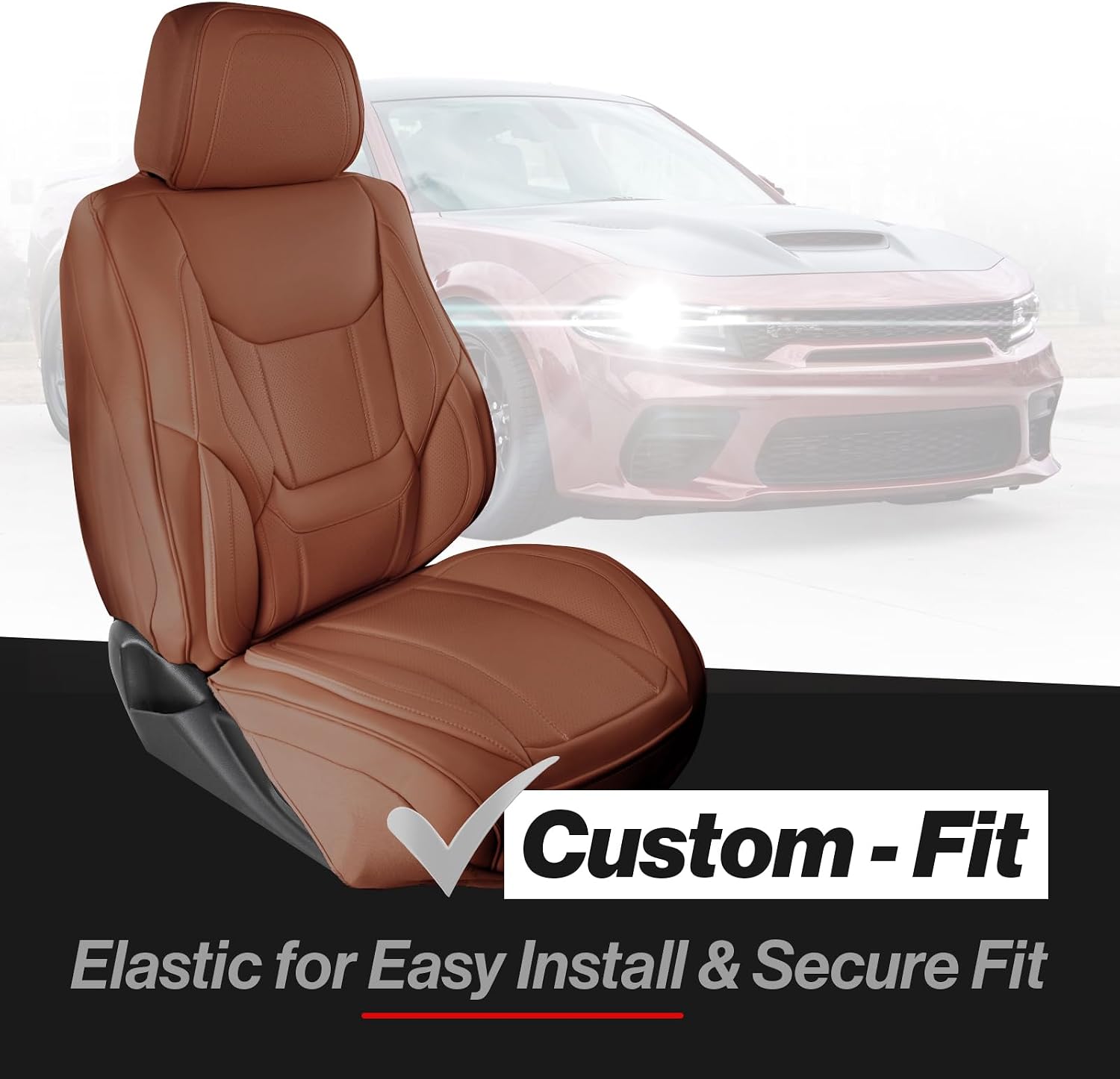 Coverland Custom Car Seat Covers Compatible with 2004-2008 Toyota Solara Convertible - Premium Leather Non-Slip Memory Foam Waterproof Seat Cover Custom fit Interior Protector [Full Set-Camel Brown]