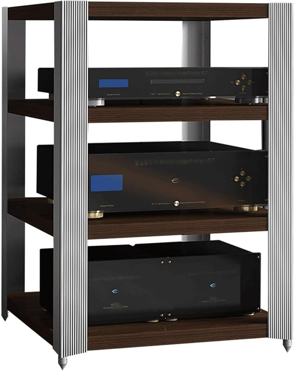 Audio Rack 2/3 Tier Stereo Rack Audio Equipment Rack Audio Stereo Shelf Wooden Open with Stainless Steel Feet Audio-Video Shelving(62x49x85cm)