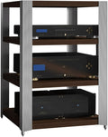 Audio Rack 2/3 Tier Stereo Rack Audio Equipment Rack Audio Stereo Shelf Wooden Open with Stainless Steel Feet Audio-Video Shelving(62x49x85cm)