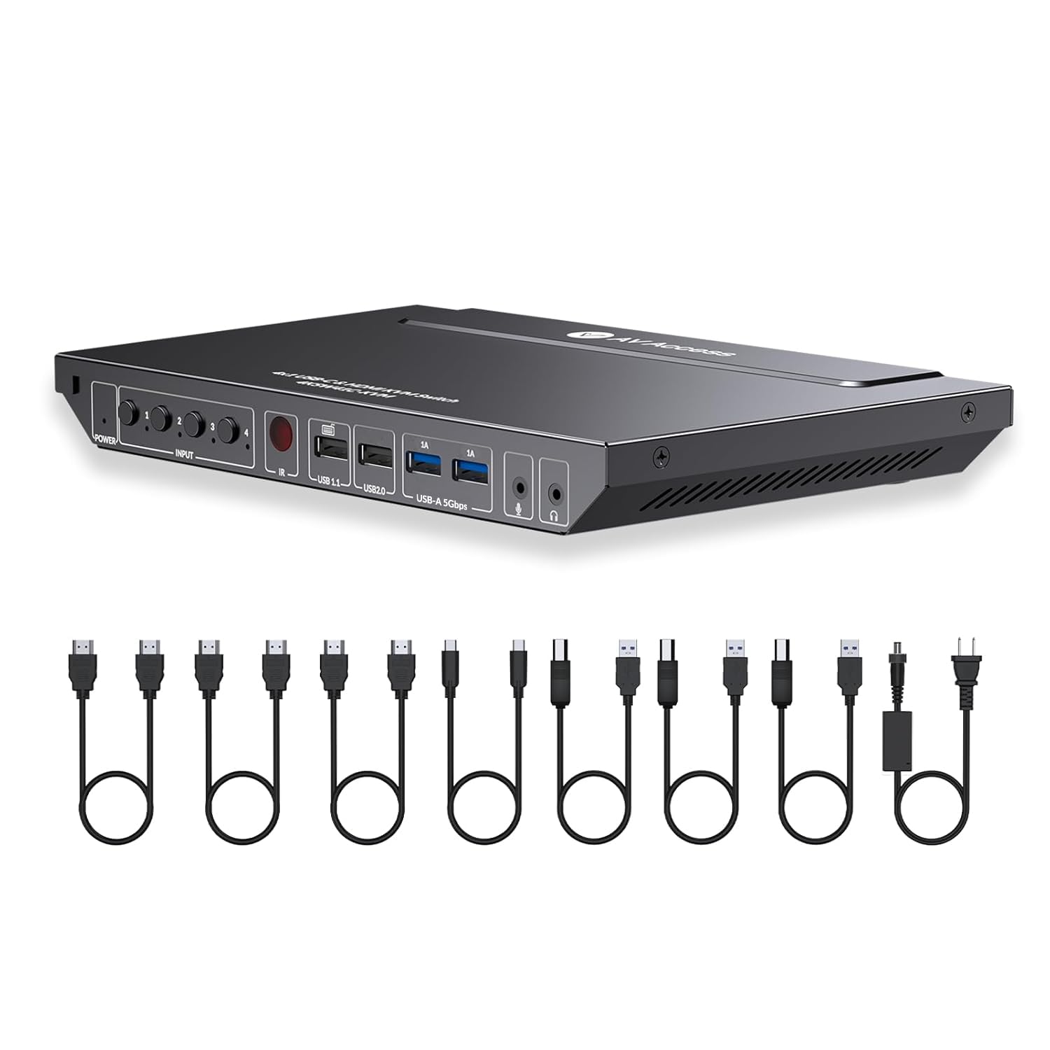 AV Access KVM Switch 1 Monitor 4 Computers (3 Desktops & 1 Laptop), USB C Fast Charging for Laptop, 4K@60hz HDMI Display, 2xUSB 3.0, EDID, Hotkey or IR Remote, for 4 PCs Share 1 Keyboard&Mouse
