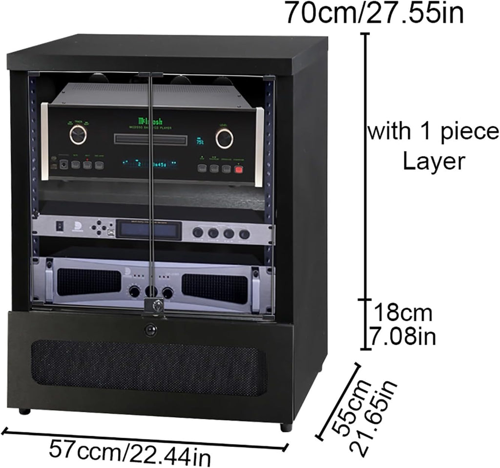 Wooden Media Cabinet for Record Player, Stereo Cabinet & Audio Rack Tower - Stylish Media Shelf Stand (57x55x70cm) Perfect for Home Entertainment Setup