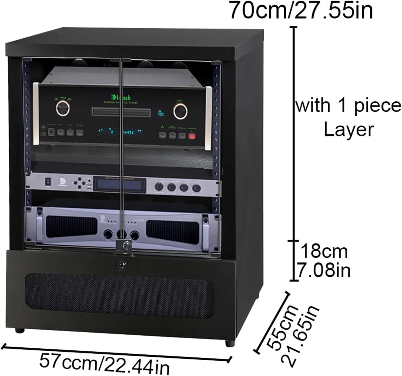 Wooden Media Cabinet for Record Player, Stereo Cabinet & Audio Rack Tower - Stylish Media Shelf Stand (57x55x70cm) Perfect for Home Entertainment Setup