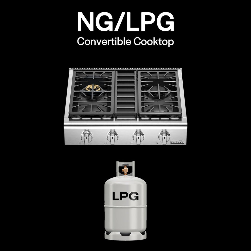 Empava 30 in. Slide-in Natural Gas Rangetop with 4 Burners in Stainless Steel