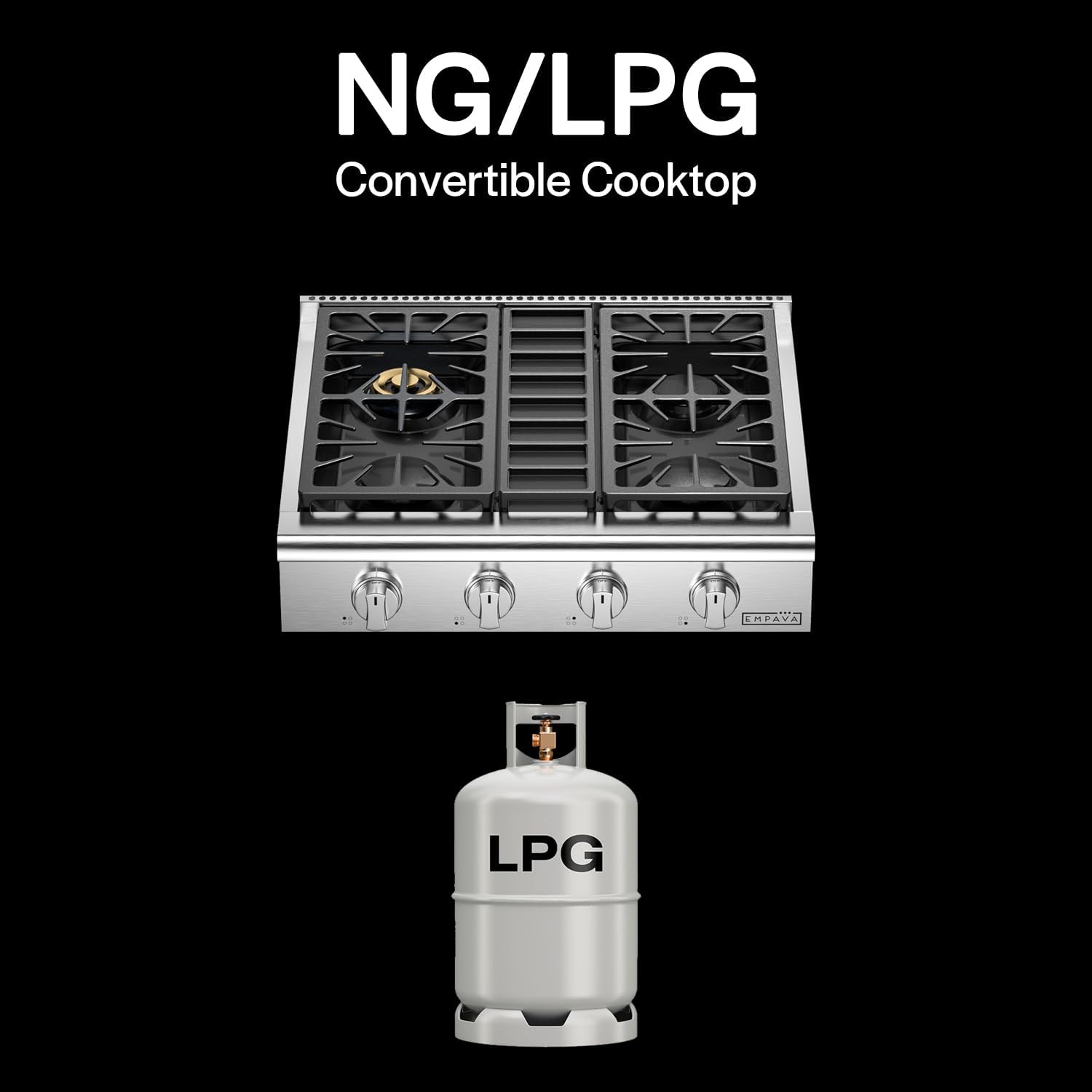 Empava 30 in. Slide-in Natural Gas Rangetop with 4 Burners in Stainless Steel